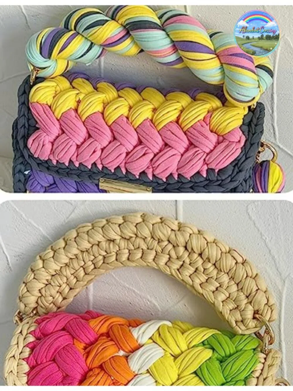 Chunky Yarn Crochet Tote Purse Handwoven Knit Bag Crossbody Clutch Shoulder for